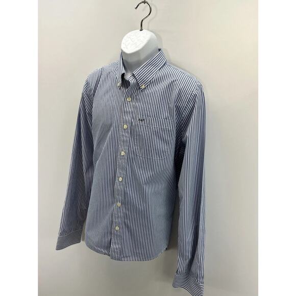 ABERCROMBIE & FITCH Muscle XXL Blue White Striped Long Sleeve Button Down - Picture 3 of 7